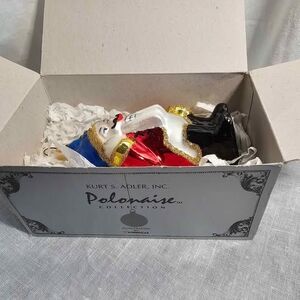 Kurt Adler Vintage Nutcracker Christmas Ornament Hand Blown Glass w original box